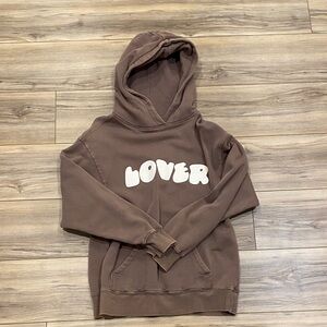 wild fable tan hoodie with green label